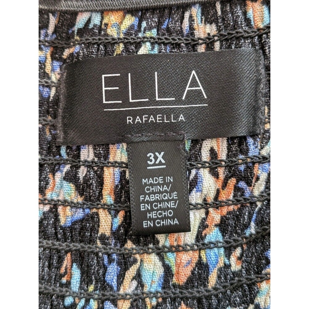 Ella Rafaella Dress Women's 3X Midi Peasant Boho Square Neck Smocked Multi Ditsy - Picture 3 of 11
